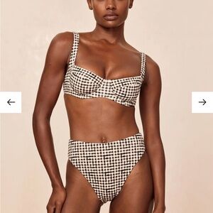 Monday Swimwear Black & Cream Gingham Underwire Bikini Set